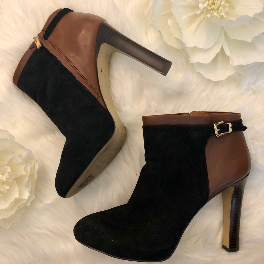 BANANA REPUBLIC Brown Leather Black Suede Booties
